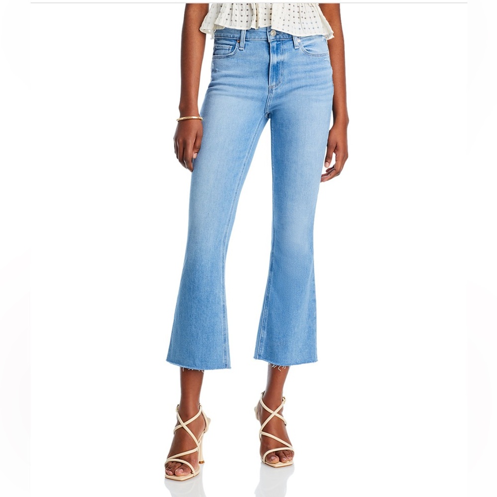 PAIGE Colette Raw Hem High Waist Crop Flare Jeans